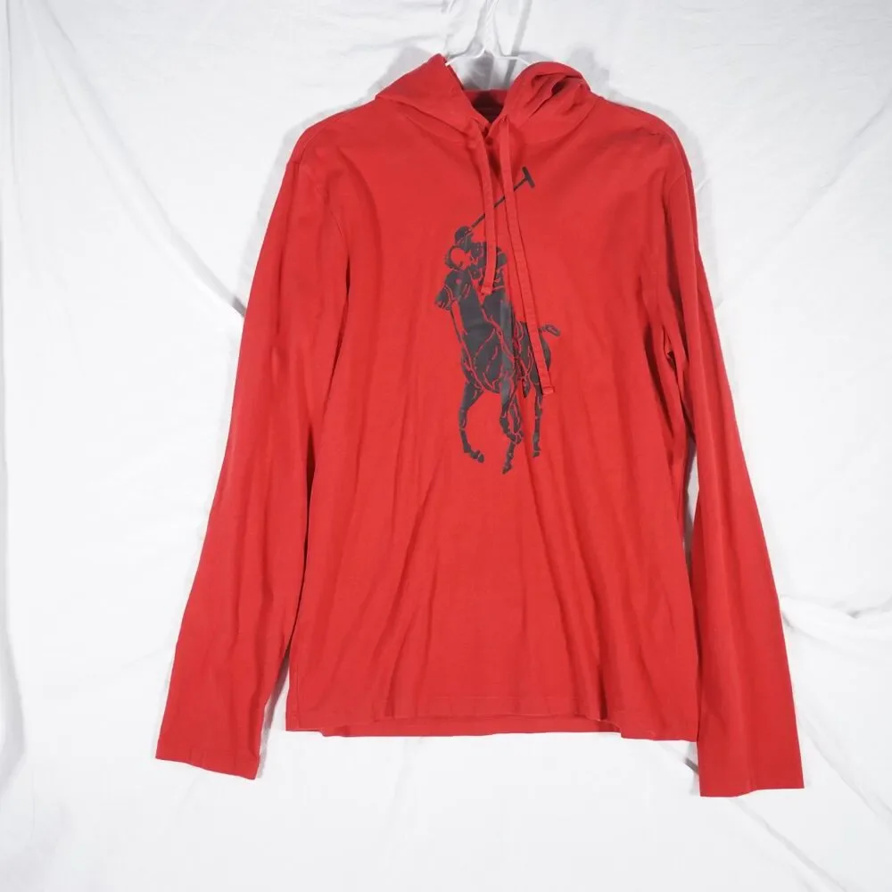 Polo Ralph Lauren Shirt Hoodie Red Black Big Pony Medium